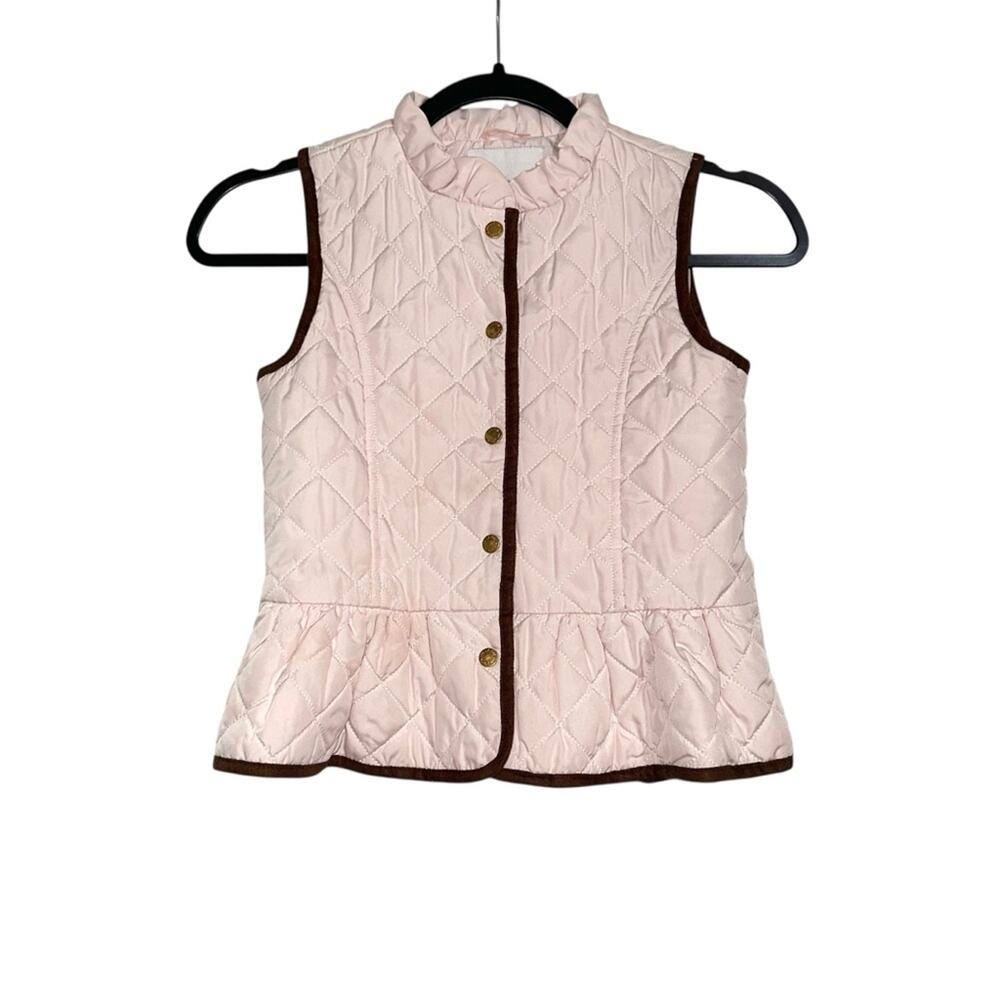 Janie and Jack The Quilted Peplum Pink Vest in Pearl 7-8